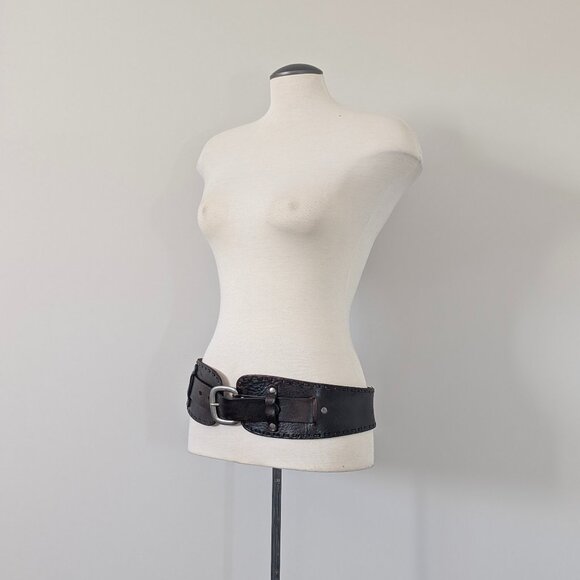 Western Style Vintage Fossil Leather Belt Large - Picture 12 of 13